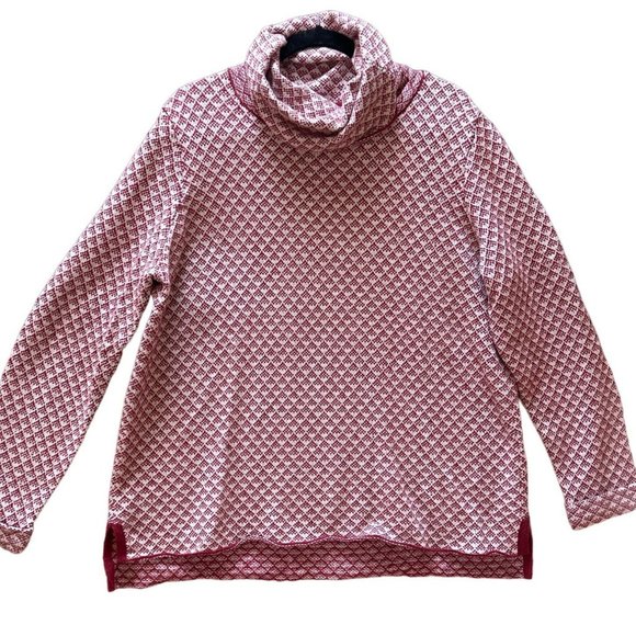 Fat Face Women's Red Phoebe Pattern Jumper Pull Over Sz US 12 Holiday Cowl Neck - Picture 1 of 5